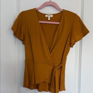Meraki Mustard Wrap Blouse